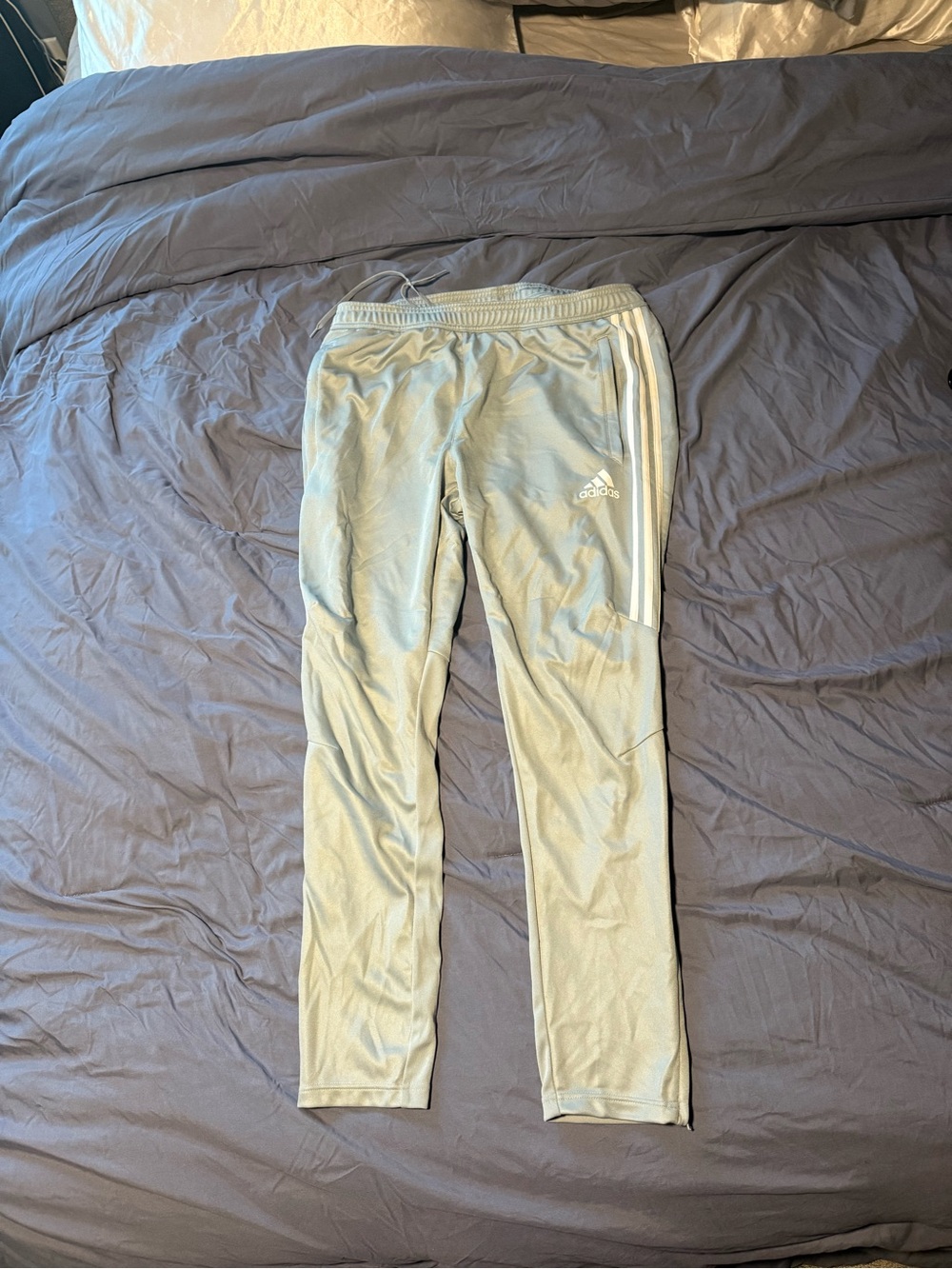 adidas Men’s Light Gray Sweatpants with White Three-Stripes